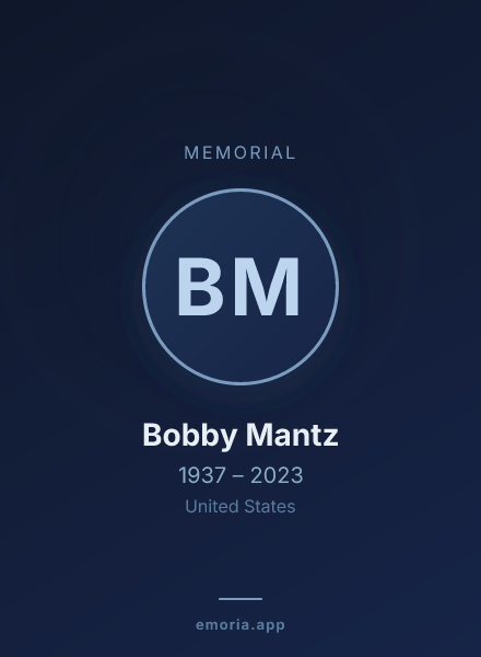 Memorial portrait of Bobby Mantz