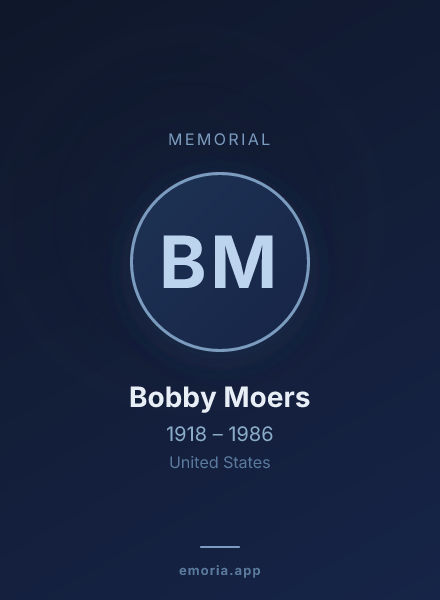 Memorial portrait of Bobby Moers