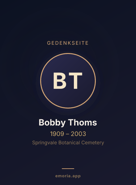Gedenkportrait von Bobby Thoms