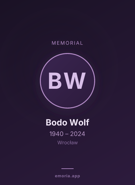 Memorial portrait of Bodo Wolf