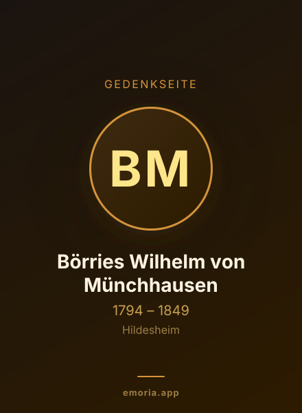 Gedenkportrait von Börries Wilhelm von Münchhausen