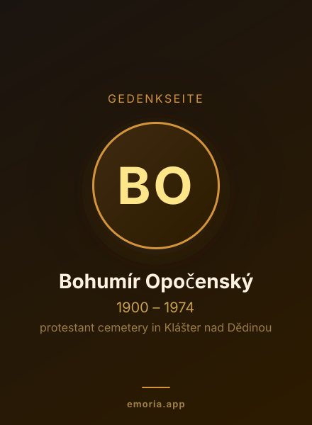 Gedenkportrait von Bohumír Opočenský