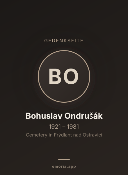 Gedenkportrait von Bohuslav Ondrušák
