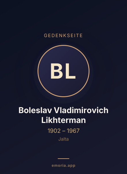 Gedenkportrait von Boleslav Vladimirovich Likhterman