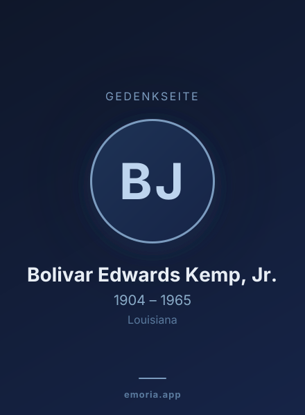 Gedenkportrait von Bolivar Edwards Kemp, Jr.