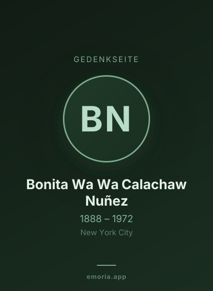 Gedenkportrait von Bonita Wa Wa Calachaw Nuñez