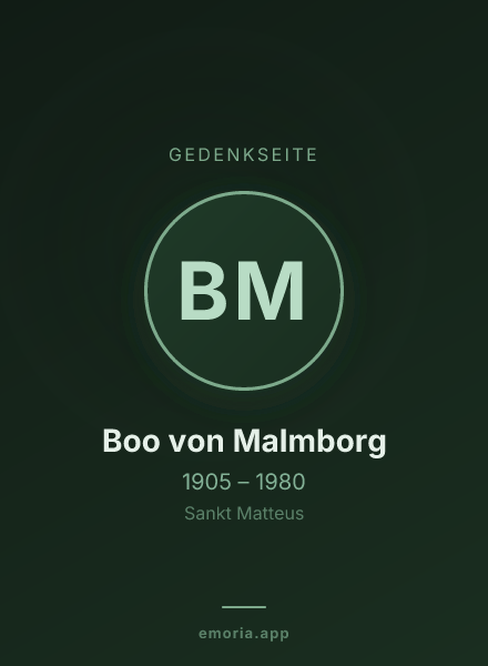 Gedenkportrait von Boo von Malmborg