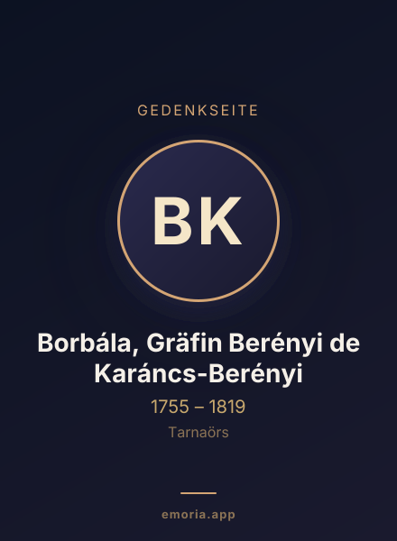 Gedenkportrait von Borbála, Gräfin Berényi de Karáncs-Berényi