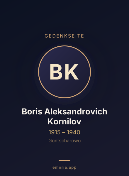 Gedenkportrait von Boris Aleksandrovich Kornilov