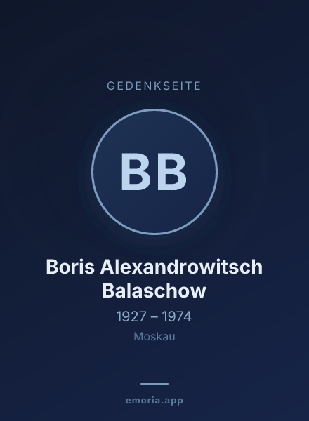 Gedenkportrait von Boris Alexandrowitsch Balaschow