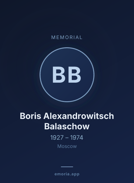 Memorial portrait of Boris Alexandrowitsch Balaschow