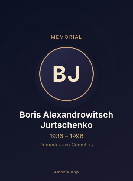 Memorial portrait of Boris Alexandrowitsch Jurtschenko