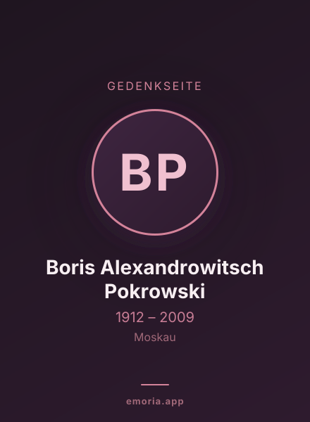Gedenkportrait von Boris Alexandrowitsch Pokrowski