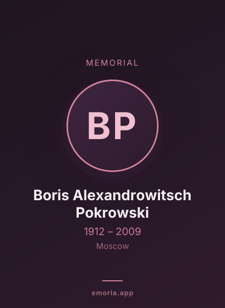 Memorial portrait of Boris Alexandrowitsch Pokrowski