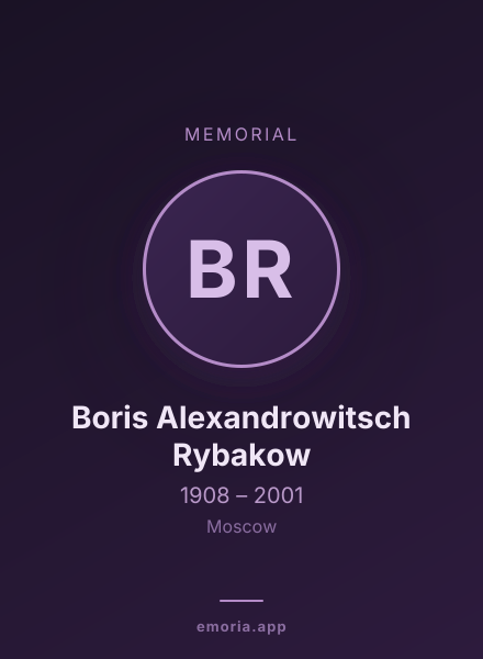Memorial portrait of Boris Alexandrowitsch Rybakow