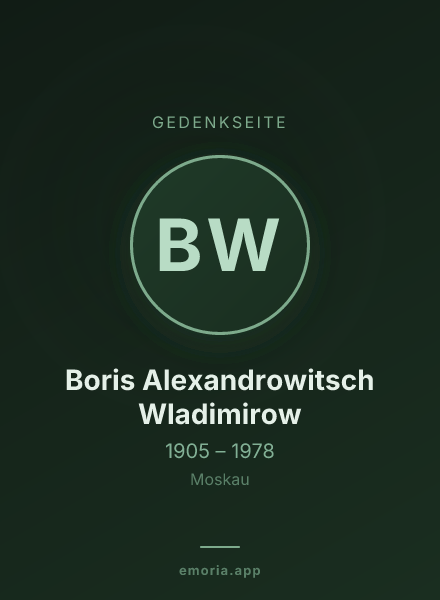Gedenkportrait von Boris Alexandrowitsch Wladimirow