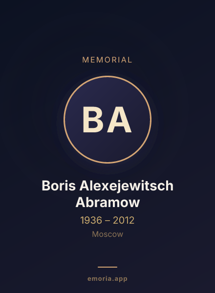 Memorial portrait of Boris Alexejewitsch Abramow