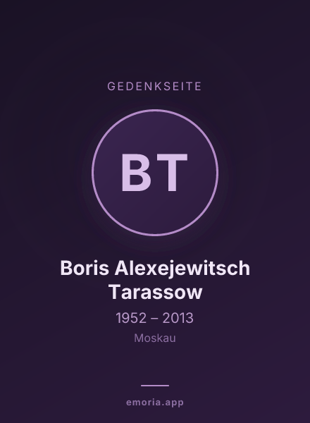 Gedenkportrait von Boris Alexejewitsch Tarassow