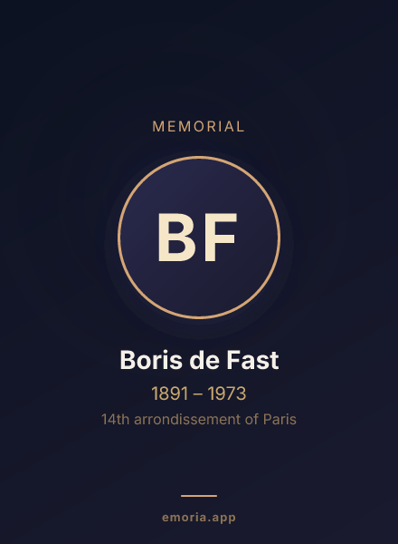 Memorial portrait of Boris de Fast
