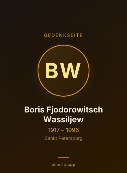 Gedenkportrait von Boris Fjodorowitsch Wassiljew