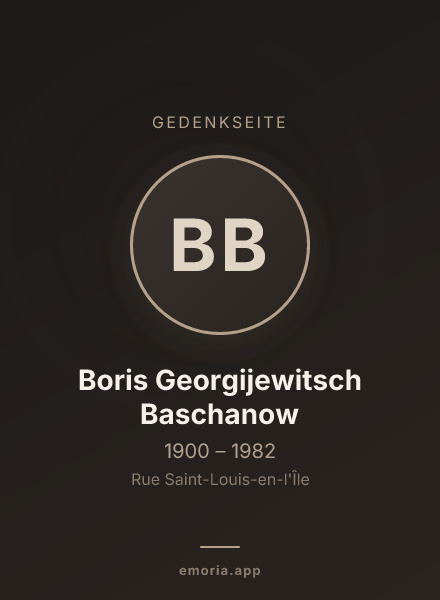 Gedenkportrait von Boris Georgijewitsch Baschanow