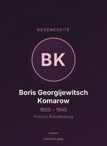 Gedenkportrait von Boris Georgijewitsch Komarow