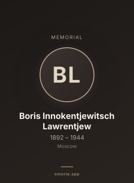 Memorial portrait of Boris Innokentjewitsch Lawrentjew