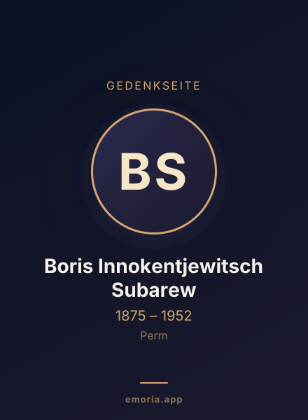 Gedenkportrait von Boris Innokentjewitsch Subarew