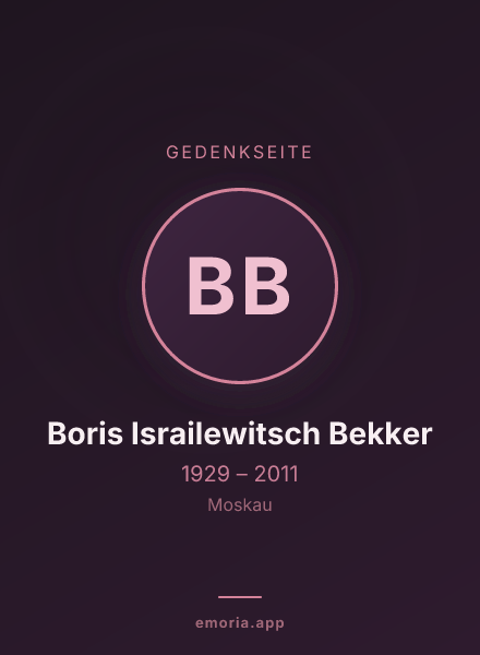 Gedenkportrait von Boris Israilewitsch Bekker