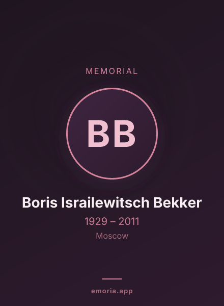 Memorial portrait of Boris Israilewitsch Bekker