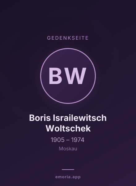 Gedenkportrait von Boris Israilewitsch Woltschek
