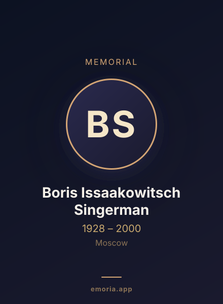 Memorial portrait of Boris Issaakowitsch Singerman