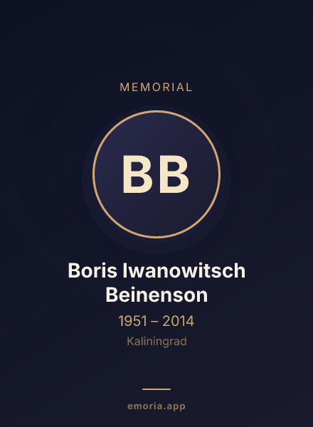 Memorial portrait of Boris Iwanowitsch Beinenson