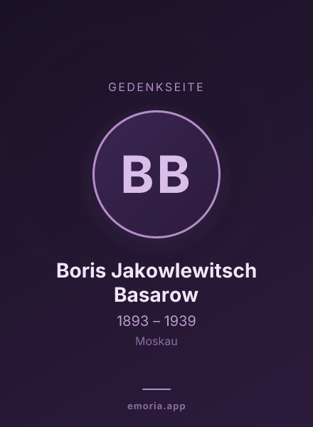 Gedenkportrait von Boris Jakowlewitsch Basarow