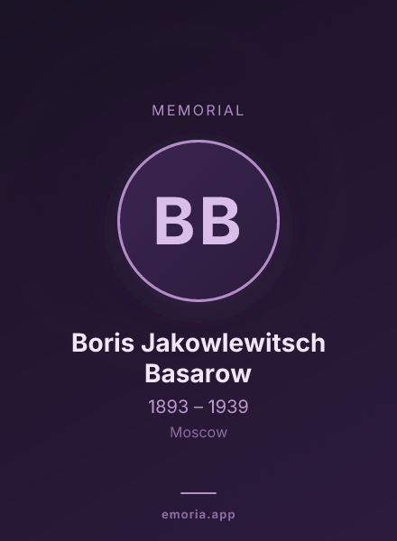 Memorial portrait of Boris Jakowlewitsch Basarow