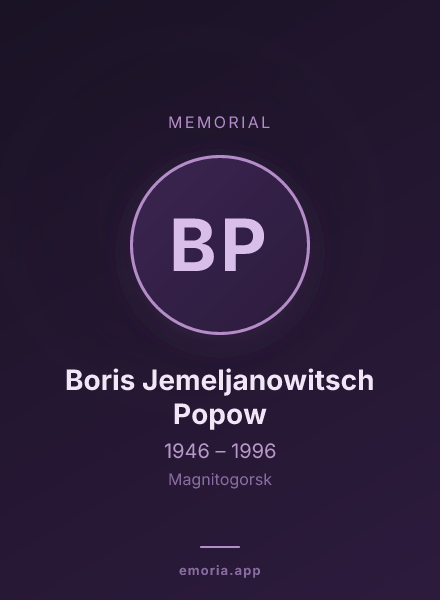 Memorial portrait of Boris Jemeljanowitsch Popow