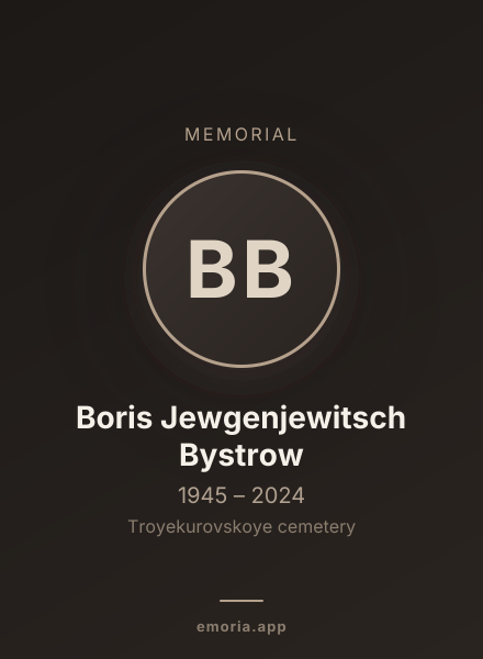 Memorial portrait of Boris Jewgenjewitsch Bystrow