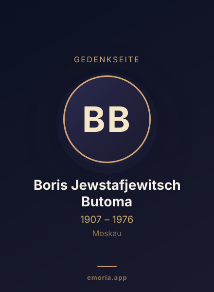 Gedenkportrait von Boris Jewstafjewitsch Butoma
