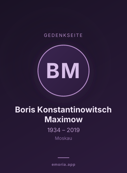 Gedenkportrait von Boris Konstantinowitsch Maximow