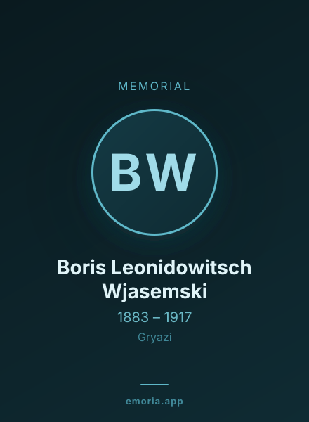 Memorial portrait of Boris Leonidowitsch Wjasemski