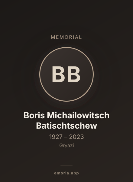 Memorial portrait of Boris Michailowitsch Batischtschew