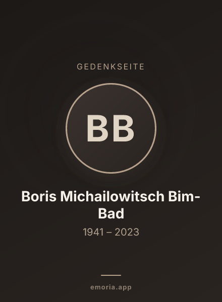 Gedenkportrait von Boris Michailowitsch Bim-Bad