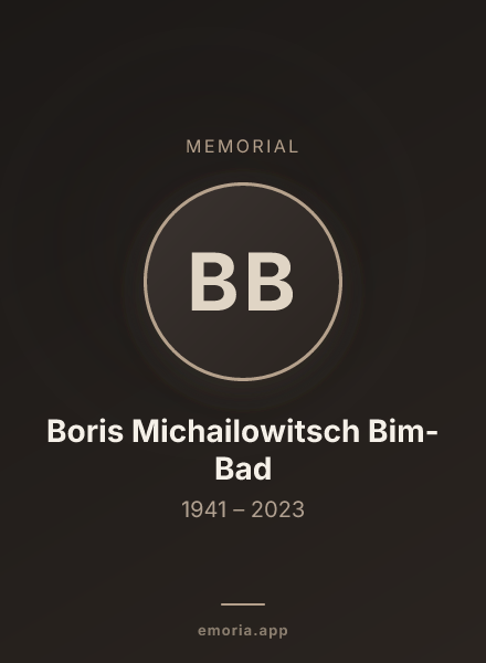 Memorial portrait of Boris Michailowitsch Bim-Bad