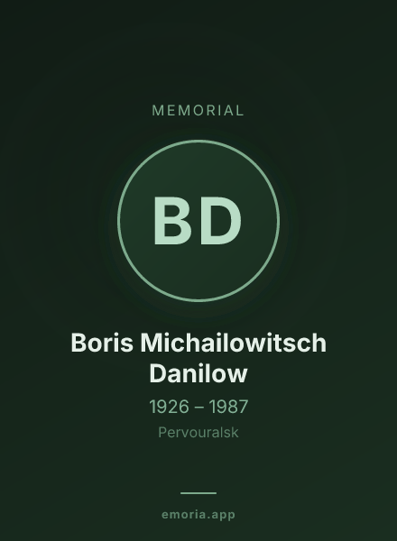 Memorial portrait of Boris Michailowitsch Danilow