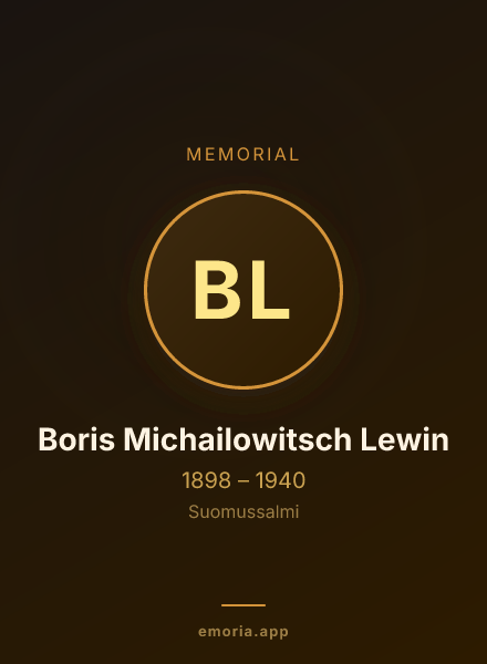 Memorial portrait of Boris Michailowitsch Lewin