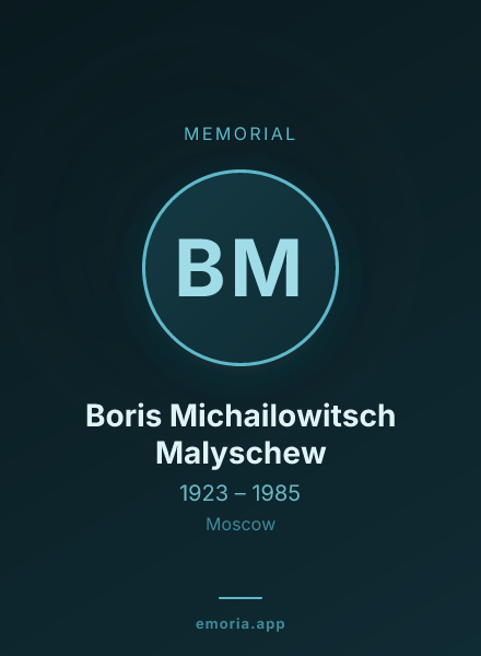 Memorial portrait of Boris Michailowitsch Malyschew