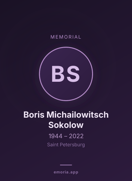 Memorial portrait of Boris Michailowitsch Sokolow