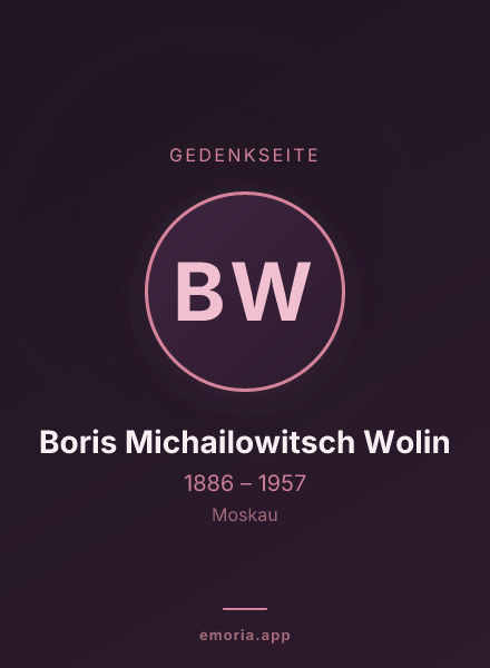 Gedenkportrait von Boris Michailowitsch Wolin