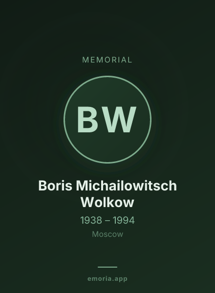 Memorial portrait of Boris Michailowitsch Wolkow