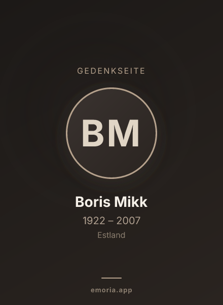 Gedenkportrait von Boris Mikk